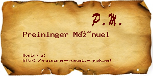 Preininger Mánuel névjegykártya
